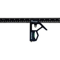 Black Faithfull Prestige combination square with aluminum body, silver markings, and integrated spirit level.