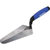 Faithfull Prestige Gauging Trowel with blue ergonomic handle and polished steel blade.