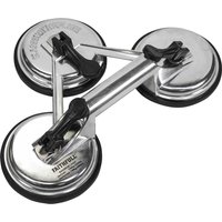 Faithfull Professional Suction Cup Lifter with three silver suction cups and black handles on a triangular frame.