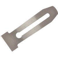 Silver Faithfull replacement blade for No 10 rebate plane, featuring a long slot and rounded edges.