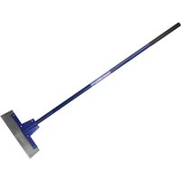 Blue heavy-duty floor scraper with a 400mm blade and black fibreglass handle.