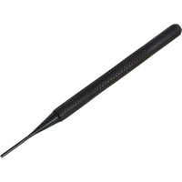 Black Faithfull round head parallel pin punch with textured grip and tapered tip.