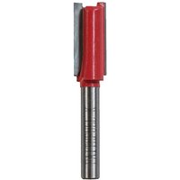 Red and silver Faithfull two-flute router bit with 11.0 x 25mm cutting edge and 1/4-inch shank.