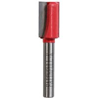 Faithfull router bit with red casing, two flute design, 12.0 x 19mm size, and 1/4 inch silver shank.