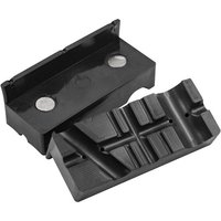 Black Faithfull magnetic plastic vice jaws, 75mm wide, with grooved surface and two embedded magnets.