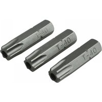Faithfull Security S2 steel screwdriver bits T40S, 25mm, silver, hexagonal shape, pack of 3.