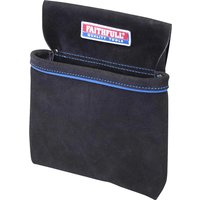 Black Faithfull single pocket nail pouch with blue stitching and brand logo on the flap.