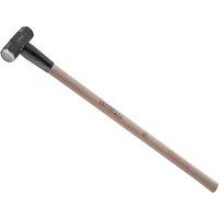 Faithfull sledge hammer with black metal head and long wooden hickory handle, weighing 3.18Kg (7Lb).