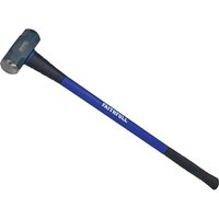Blue Faithfull sledge hammer with black rubber grip and metal head.