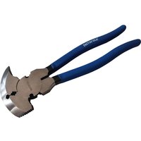 Faithfull Soft Grip Fencing Pliers with blue handles, curved jaw, and wire cutting edges.