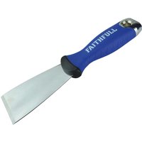 Blue Faithfull soft grip stripping knife with a stainless steel blade and ergonomic handle.