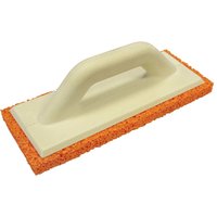 Faithfull Sponge Plasterers Float with orange sponge base and beige handle.
