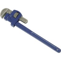 Blue Faithfull Stillson wrench with adjustable jaws and long handle.