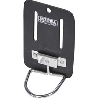 Black Faithfull swivel hammer holder with metal loop and logo on top, featuring two vertical slots.