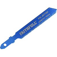 Blue Faithfull T76D diamond grit jigsaw blade with logo and model number printed in white.