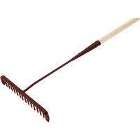 Faithfull Tarmac Rake with a wooden handle and wide, flat metal head featuring sturdy, evenly spaced tines.