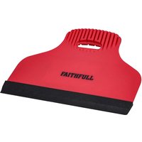 Red Faithfull Tile Squeegee with black rubber blade and ribbed handle.
