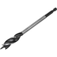 Faithfull Tri-Point Speed Auger Bit 18mm, silver shaft with black spiral cutting edge and hexagonal shank.