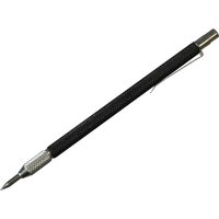 Black Faithfull pocket scriber with tungsten carbide tip, silver knurled grip, and pocket clip.