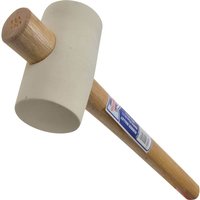 White rubber mallet with wooden handle and Faithfull logo sticker.