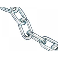 Zinc plated chain reel, 3mm links, 30m length, silver finish, max load 80kg, by Faithfull.