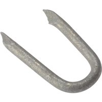 Galvanised U-shaped netting staple, 20mm, silver finish, sharp pointed ends, by FandF, bag of 500gm.