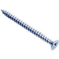 Zinc-plated multi-purpose screw by FandF, 5.0 x 100mm, with a flat head and sharp threaded body, box of 100.