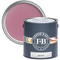 Farrow & Ball Dead Flat 2.5L paint can, Rangwali No. 296, pink label, dark blue container, ultra matt finish.