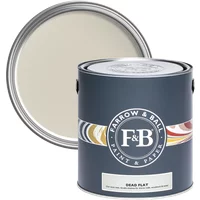 Farrow & Ball Dead Flat 2.5L paint can, Shaded White No. 201, dark gray container with F&B logo and color swatch band.