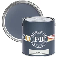 Farrow & Ball Dead Flat 2.5L paint can, dark wine color, ultra-matt finish, with F&B logo and color swatch band.