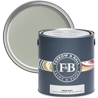Farrow & Ball Dead Flat 5L paint can, Blue Gray No. 91, with ultra-matt finish, lid open showing paint color.