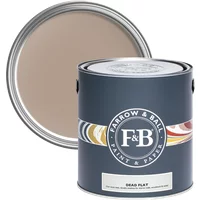 Dark gray Farrow & Ball paint can, Dead Salmon No. 28, with lid off showing muted pinkish-brown ultra-matt paint.