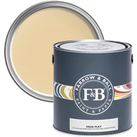 Farrow & Ball Dead Flat paint can, Dorset Cream No. 68, 5L, with ultra-matt finish, lid open showing cream color.