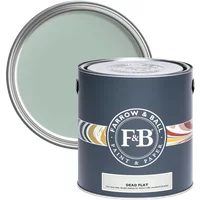 Farrow & Ball Dead Flat 5L paint can, Green Blue No. 84, ultra matt finish, dark blue label with color swatch band.