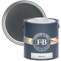 Farrow & Ball Dead Flat 5L paint can, Railings No. 31, dark grey, ultra-matt finish, with colorful band design.