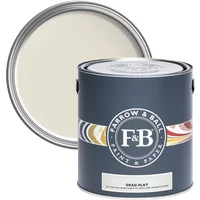 Farrow & Ball Dead Flat 5L paint can, School House White No. 291, dark gray label, ultra matt finish.
