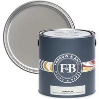 Farrow & Ball Dead Flat 5L paint can, Worsted No. 284, dark gray label, ultra matt finish, lid slightly open.