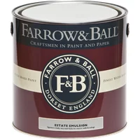 Farrow & Ball Estate Emulsion 2.5L can, Scallop No. 311, dark red label with white lid and F&B logo.