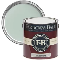 Farrow & Ball Estate Emulsion paint can, Teresa's Green No. 236, 2.5L, with a chalky matt finish, lid open showing color.