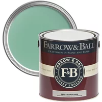 Farrow & Ball Estate Emulsion 5L paint can, Arsenic No. 214, with a chalky matt green lid.