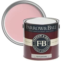 Farrow & Ball Estate Emulsion 5L paint can, Nancy's Blushes No. 278, pink lid, luxurious chalky matt finish.