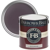 Farrow & Ball Estate Emulsion 5L, Pelt No. 254, dark purple paint can with chalky matt finish label.