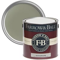 Farrow & Ball Estate Emulsion 5L paint can, Treron No. 292, dark green lid, maroon and cream label with logo.