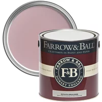 Farrow & Ball paint can, Cinder Rose No. 246, with a pink lid, luxurious chalky matt finish.