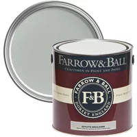 Farrow & Ball Estate Emulsion can, Light Blue No. 22, with maroon label and silver lid, chalky matt finish.