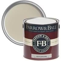 Farrow & Ball Estate Emulsion paint can, Old White No. 4, with a maroon label and chalky matt finish.