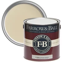 Farrow & Ball Exterior Eggshell 2.5L paint can, String No. 8, beige color, maroon label with white and black text.