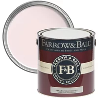 Farrow & Ball Exterior Eggshell paint can, Middleton Pink No. 245, with lid showing pale pink color.