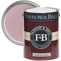 Farrow & Ball Cinder Rose No. 246 exterior masonry paint in a maroon can with a pink lid and F&B logo.