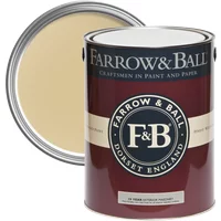 Farrow & Ball Hay No. 37 exterior masonry paint in maroon can with beige lid and F&B logo.
